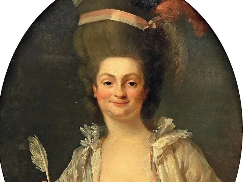 1734-Jean-Baptiste Claude Robin - Ritratto di Madame Louis faisant de la musique, 1777